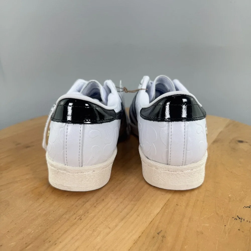 Mens 7 / Womens 8 - Adidas BAPE x Superstar Vintage Shoes White Black Gold NEW